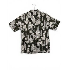 Pacific Legend Aloha Shirt Mens L Honu Turtle Tiki Tribal Green Made in Hawaii